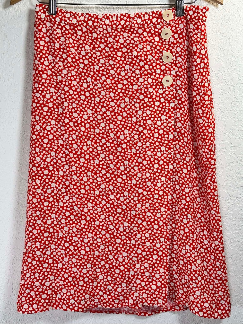 Sezane Maisie Midi Skirt with Button Detail